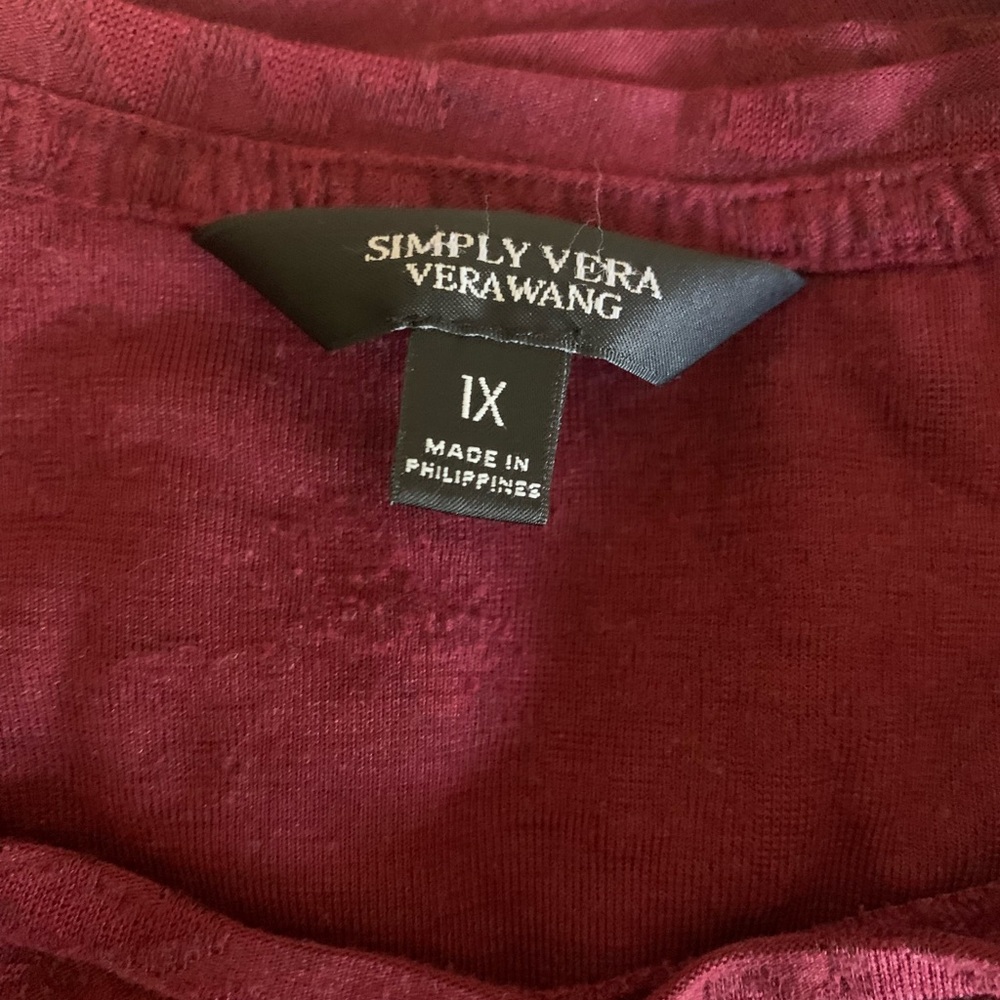 Simply Vera Wang Burgundy Long Sleeve Shirt - Picture 5 of 5